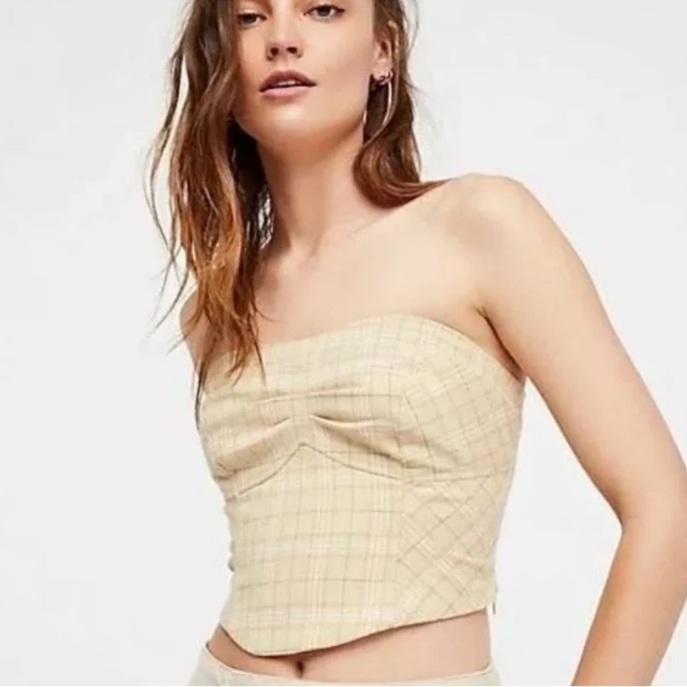 Free People Plaid Tube/Corset Top